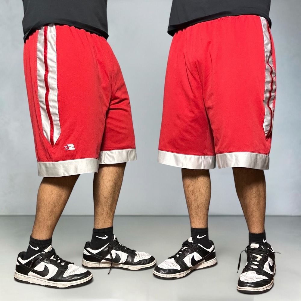 Starter Vintage Basketball Shorts Red Silver Mesh Baggy Retro 90s Mens Size L